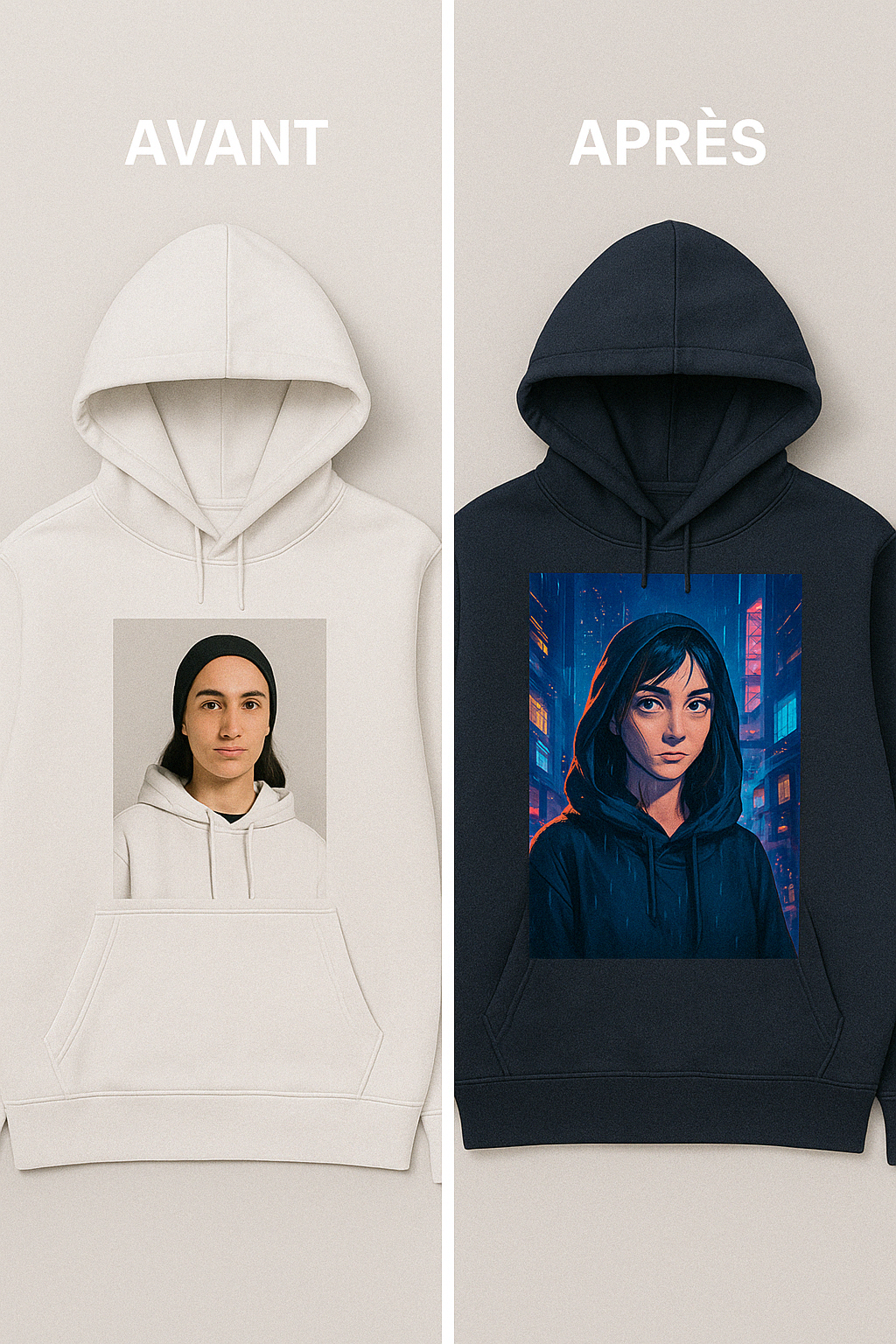 Sweat personnalisé – Ton image, ta vibe, ton style IA.