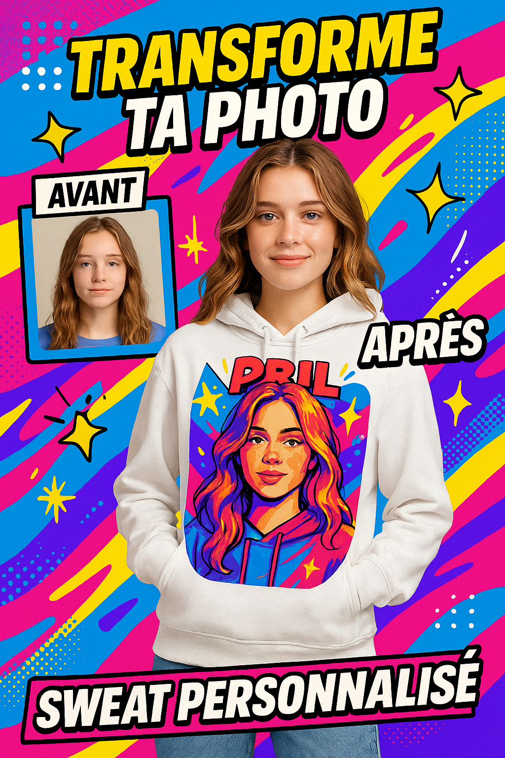 Sweat personnalisé – Ton image, ta vibe, ton style IA.